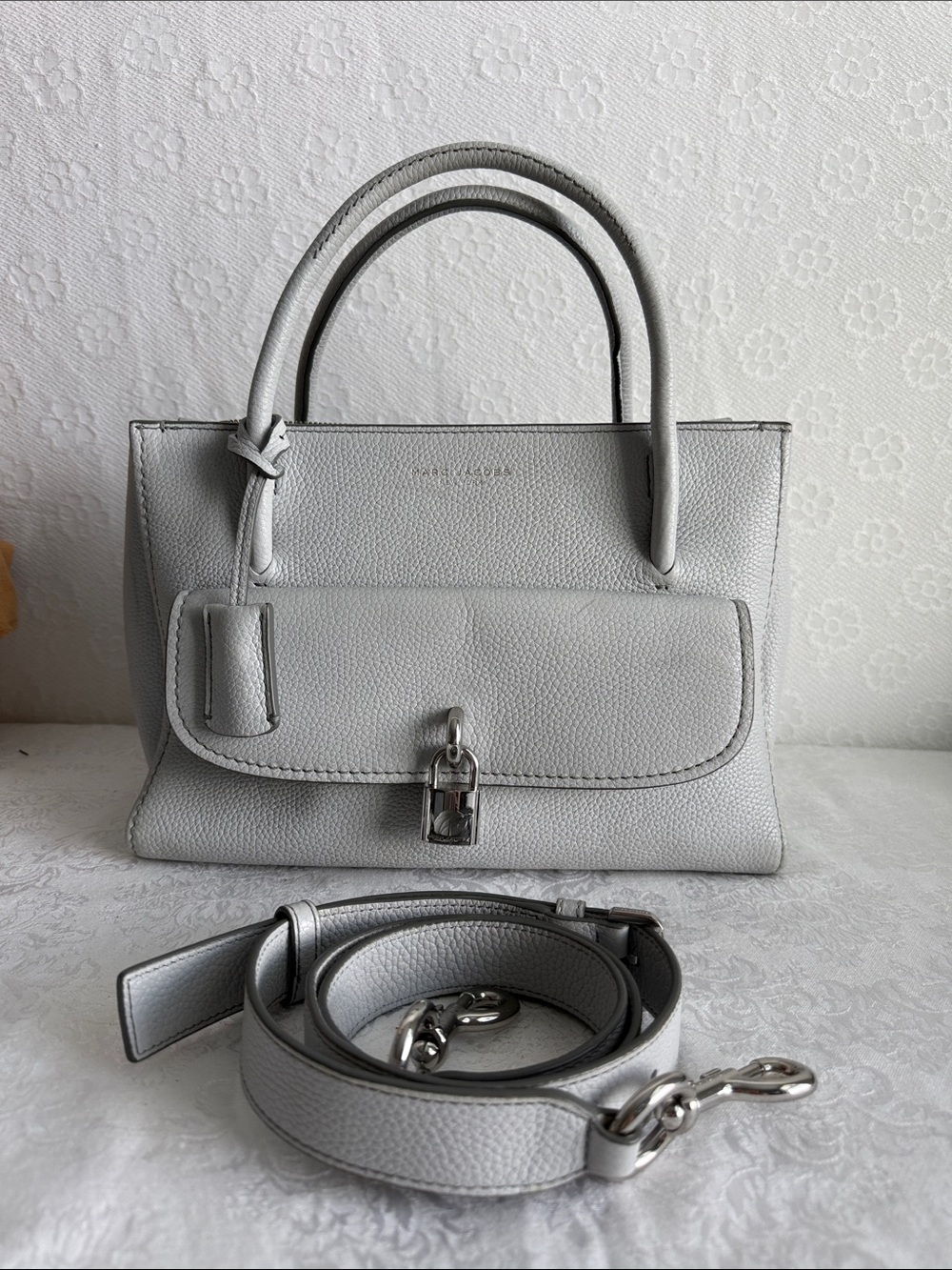 Marc Jacob light Grey Leather Top-Handle Satchel - crossbody